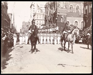 Vista dei cadetti di West Point nella Parata Dewey sulla Fifth Avenue, New York, 1899